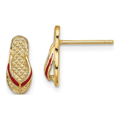 14K Yellow Gold Flip-Flop Stud Earrings