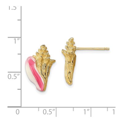 14K Yellow Gold Enamel Conch Shell Stud Earrings – view 5