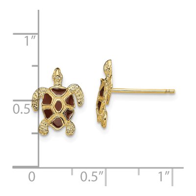 14K Yellow Gold Sea Turtle Stud Earrings – view 5