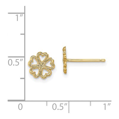 14K Yellow Gold Five Hearts Circle Stud Earrings – view 5
