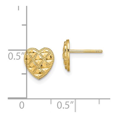 14K Yellow Gold Criss-Cross Heart Stud Earrings – view 5