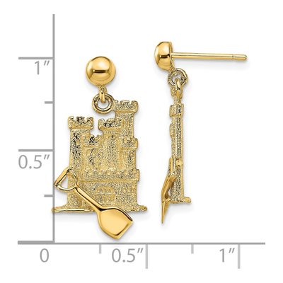 14K Yellow Gold 3-D Sand Castle Dangle Earrings – view 5