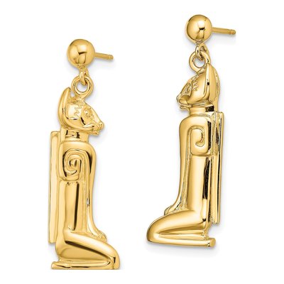 14K Yellow Gold Marco Island Cat Dangle Earrings – view 3