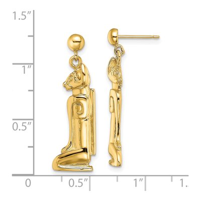 14K Yellow Gold Marco Island Cat Dangle Earrings – view 5