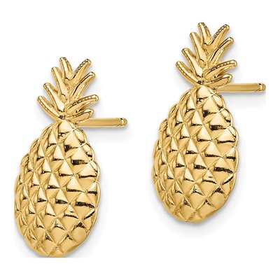 14K Yellow Gold Pineapple Button Stud Earrings – view 4