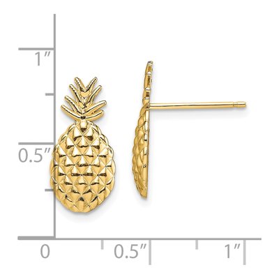 14K Yellow Gold Pineapple Button Stud Earrings – view 6