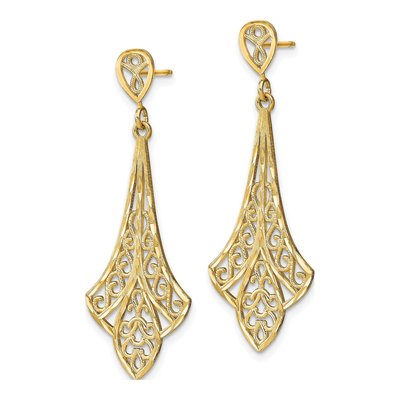 14K Yellow Gold Filigree Dangle Earrings – view 3