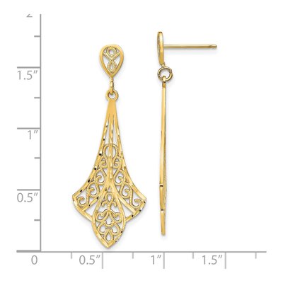 14K Yellow Gold Filigree Dangle Earrings – view 5