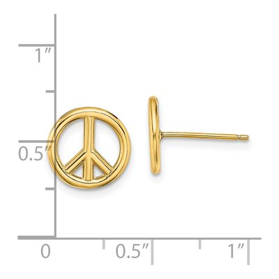 14K Yellow Gold Peace Symbol Stud Earrings – view 5