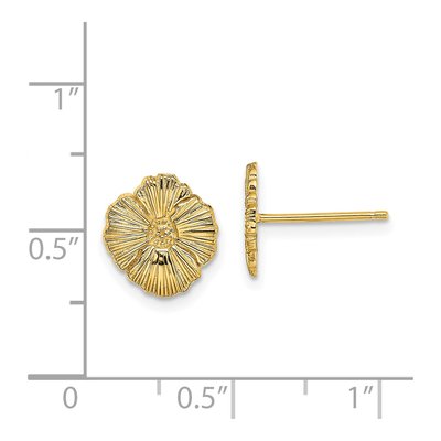 14K Yellow Gold Textured Flower Stud Earrings – view 5