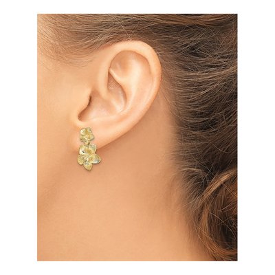 14K Yellow Gold Plumeria Flower Dangle Earrings – view 4