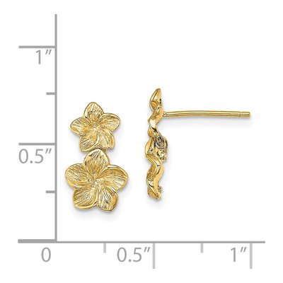 14K Yellow Gold Plumeria Flower Dangle Earrings – view 5