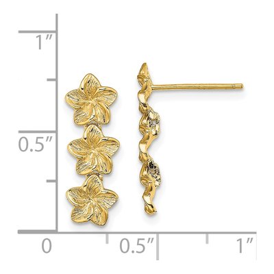 14K Yellow Gold Plumeria Flower Dangle Earrings – view 5