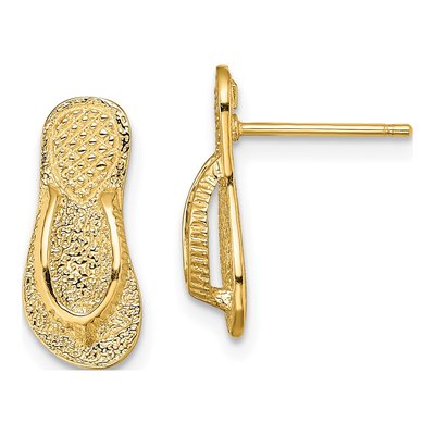 14K Yellow Gold Flip-Flop Stud Earrings