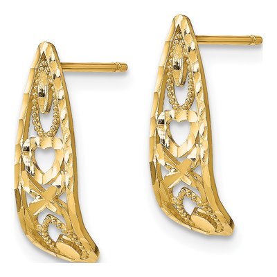 14K Yellow Gold 16mm X-And-Heart J- Hoop Earrings – view 3