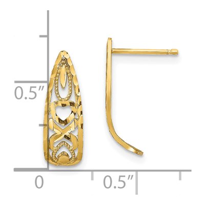 14K Yellow Gold 16mm X-And-Heart J- Hoop Earrings – view 5