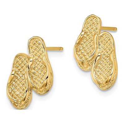 14K Yellow Gold Flip-Flop Stud Earrings – view 3