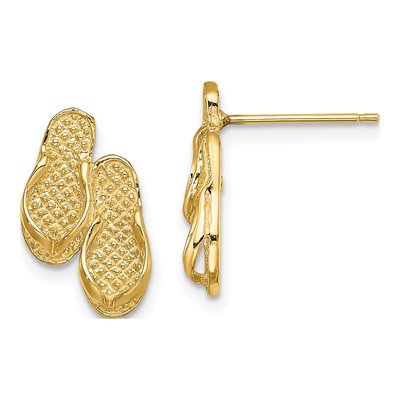 14K Yellow Gold Flip-Flop Stud Earrings