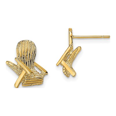 14K Yellow Gold Beach Chair Stud Earrings