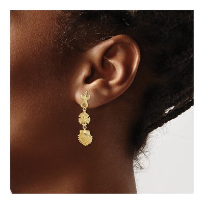 14K Yellow Gold Starfish Shell Dangle Earrings – view 4