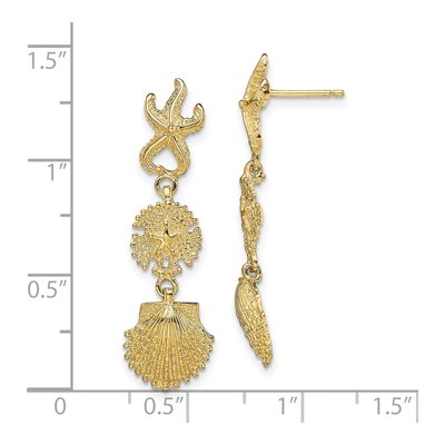 14K Yellow Gold Starfish Shell Dangle Earrings – view 5