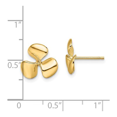 14K Yellow Gold Propeller Button Stud Earrings – view 5