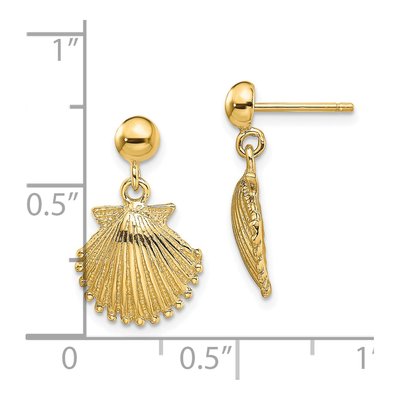 14K Yellow Gold Scallop Shell Dangle Earrings – view 5