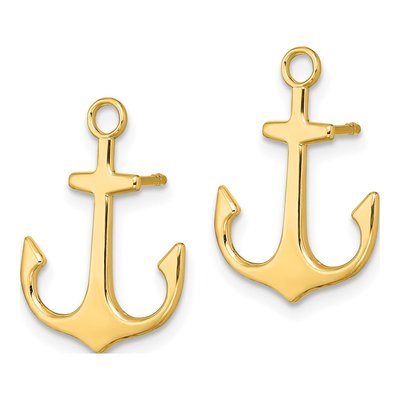 14K Yellow Gold Anchor Stud Earrings – view 3