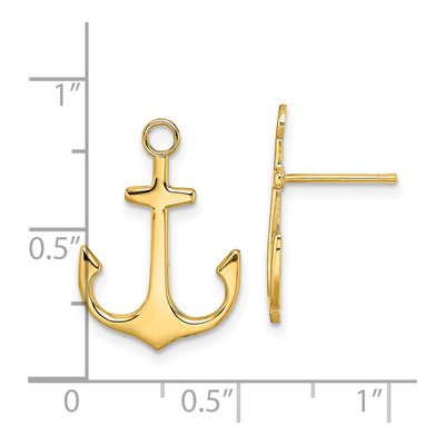 14K Yellow Gold Anchor Stud Earrings – view 5