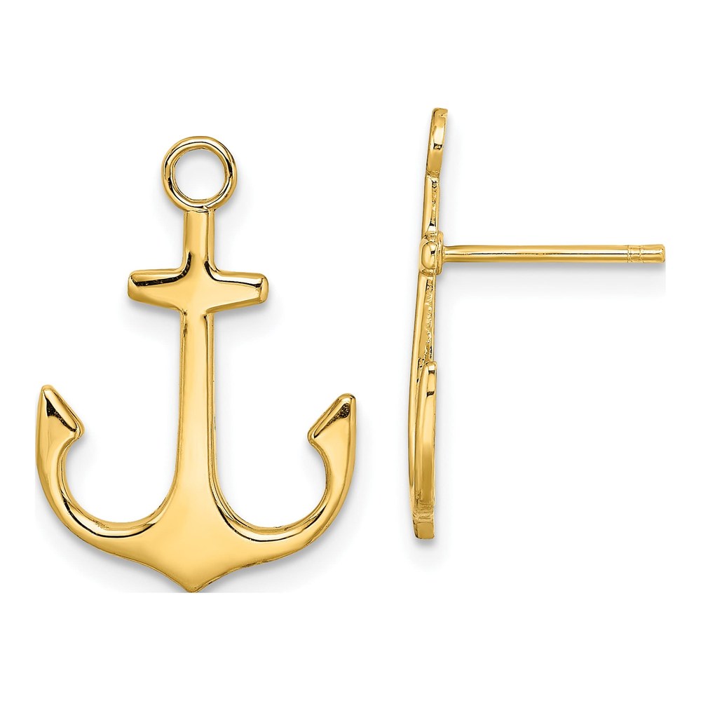 14K Yellow Gold Anchor Post Earrings