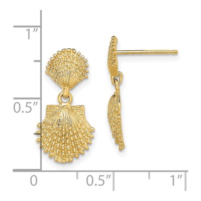 14K Yellow Gold Scallop Shell Dangle Earrings – view 5
