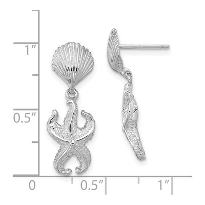 14K White Gold Shell Starfish Dangle Earrings – view 4
