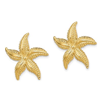 14K Yellow Gold Starfish Stud Earrings – view 3