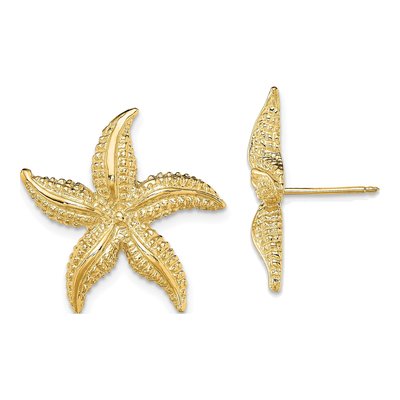 14K Yellow Gold Starfish Stud Earrings
