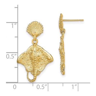 14K Yellow Gold Shell Stingray Dangle Earrings – view 5