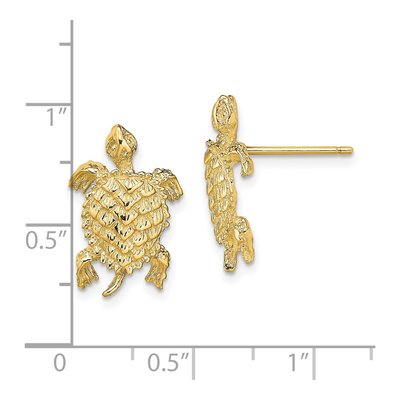 14K Yellow Gold Land Turtle Textured Stud Earrings – view 5