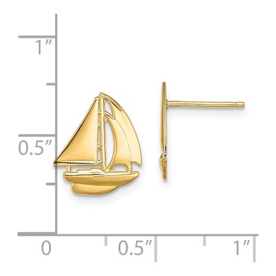 14K Yellow Gold Sailboat Stud Earrings – view 5