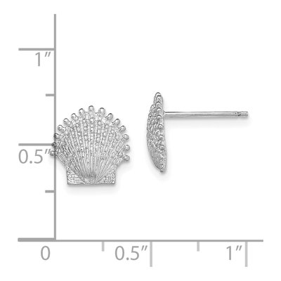 14K White Gold Beaded Scallop Shell Stud Earrings – view 5