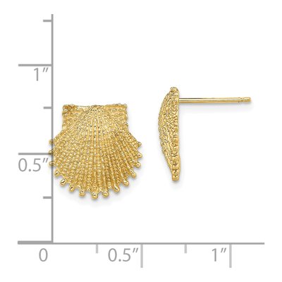 14K Yellow Gold Beaded Scallop Shell Stud Earrings – view 5