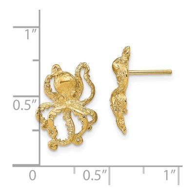 14K Yellow Gold Octopus Stud Earrings – view 5