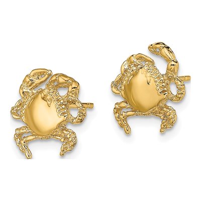 14K Yellow Gold Crab Stud Earrings – view 3