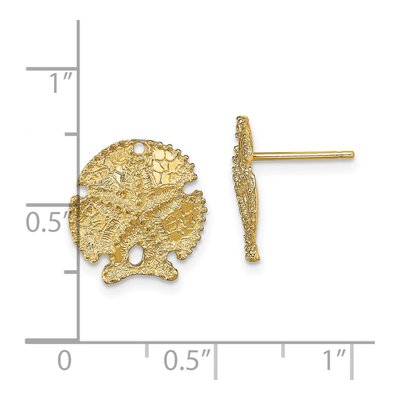 14K Yellow Gold Textured Sand Dollar Stud Earrings – view 5