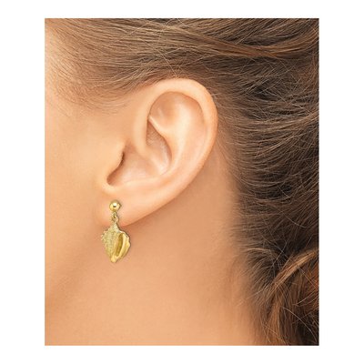 14K Yellow Gold Conch Shell Dangle Earrings – view 4