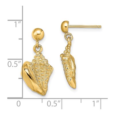 14K Yellow Gold Conch Shell Dangle Earrings – view 5
