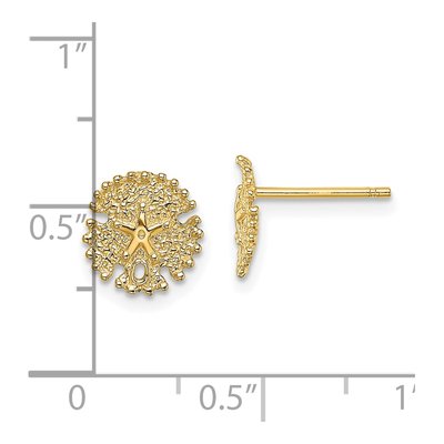 14K Yellow Gold Textured Sand Dollar Stud Earrings – view 5