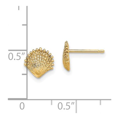 14K Yellow Gold Scallop Shell Stud Earrings – view 5