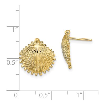 14K Yellow Gold Scallop Shell Stud Earrings – view 5