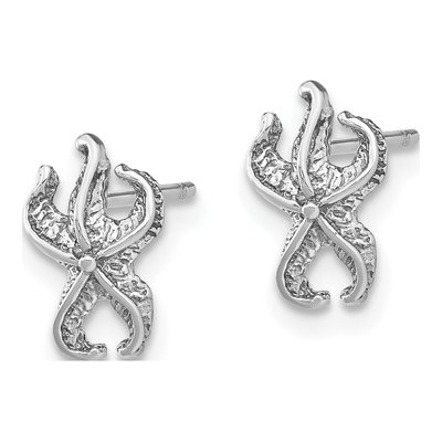 14K White Gold Starfish Stud Earrings – view 2