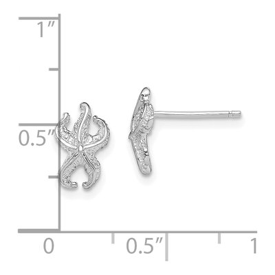 14K White Gold Starfish Stud Earrings – view 3