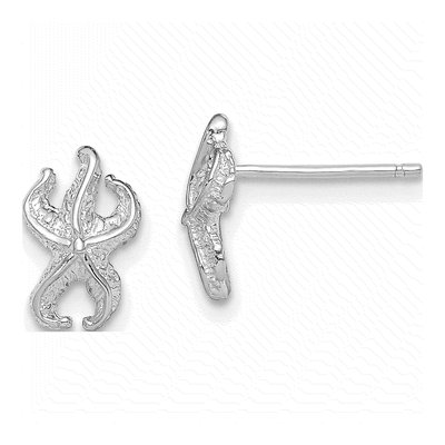 14K White Gold Starfish Stud Earrings